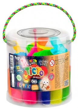 Креативна творчість Danko Toys Тісто для ліплення Fluoric банка, 22 кольори