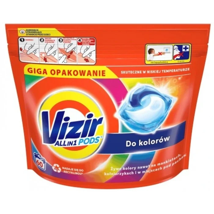 Капсули для прання Vizir Color All in 1 PODS, 60 шт - 