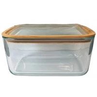Пищевый контейнер Vittora VT-8613 стеклянный с деревянной крышкой, 1380 мл