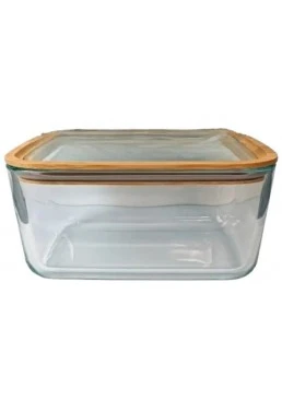 Пищевый контейнер Vittora VT-8613 стеклянный с деревянной крышкой, 1380 мл