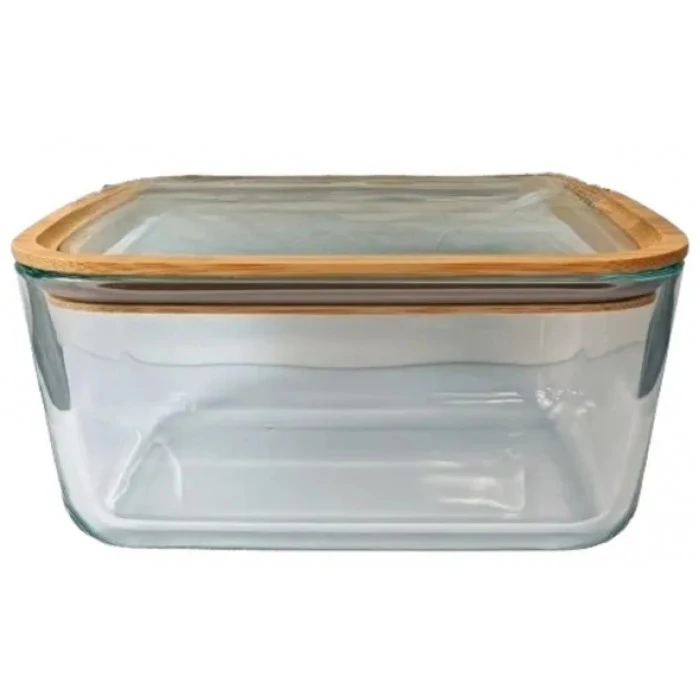 Пищевый контейнер Vittora VT-8613 стеклянный с деревянной крышкой, 1380 мл - 