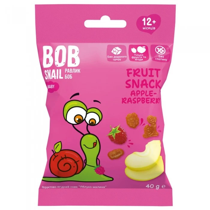 Фруктовий снек Равлик Боб Яблуко-малина, 40 г (з 12 місяців) - 