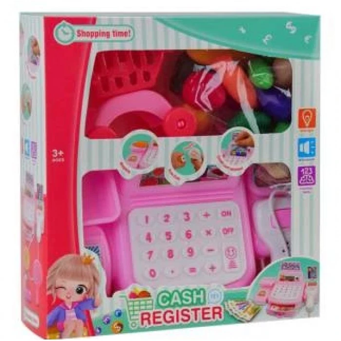 Игрушечная касса, с набором продуктов, 21х6,4х20 см - 