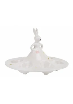 Підставка для 6 яєць "Білий кролик у саду", 14 см