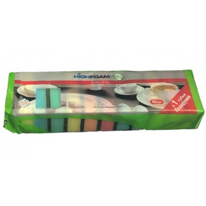 Губки кухонні HighFoam Easy duty 10+1 шт - 