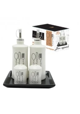 Набір посуду для зберігання продуктів S&T Bon appetit, кераміка, 5 предметів, білий (700-06-17)