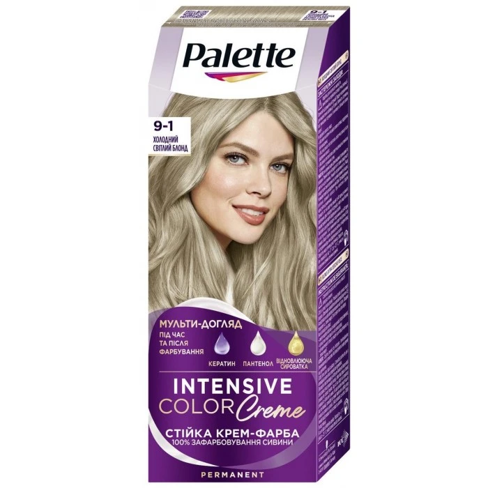 Фарба для волосся Palette ICC 9-1 холодний світлий блонд, 110 мл - 