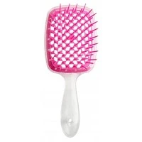 Гребінець для волосся продувний Super Brush Прозоро-рожевий, 20 см