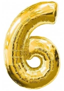 Фольгована кулька цифра "6", 75 см (золото)