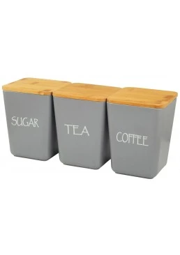 Набір ємностей для сипучих продуктів із бамбукового волокна з кришками Kamille KM-1134, 3 шт