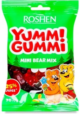 Желейні цукерки Roshen Yummi Gummi Mini Bear Mix, 70 г