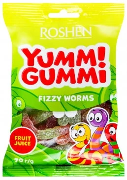 Конфеты желейные Roshen Yummi Gummi Fizzy Worms, 70г