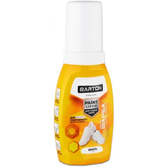 Краска ликвид со спонжем Barton для спортивной обуви , 75 мл (белая) - 