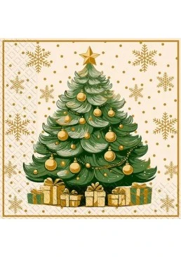 Святкові новорічні серветки Марго "Вінтажна ялинка", 33х33 см (18 шт)