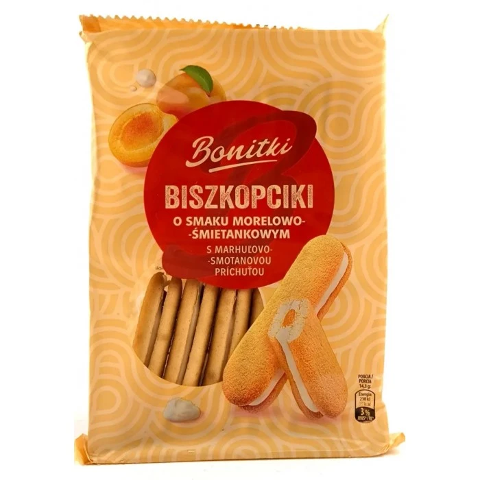 Печенье бисквитное Bonitki со сливочно-абрикосовой начинкой, 170 г - 