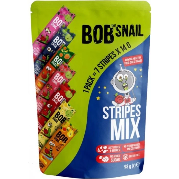 Конфеты фруктово-ягодные Bob Snail Ассорти страйпы, 98 г - 