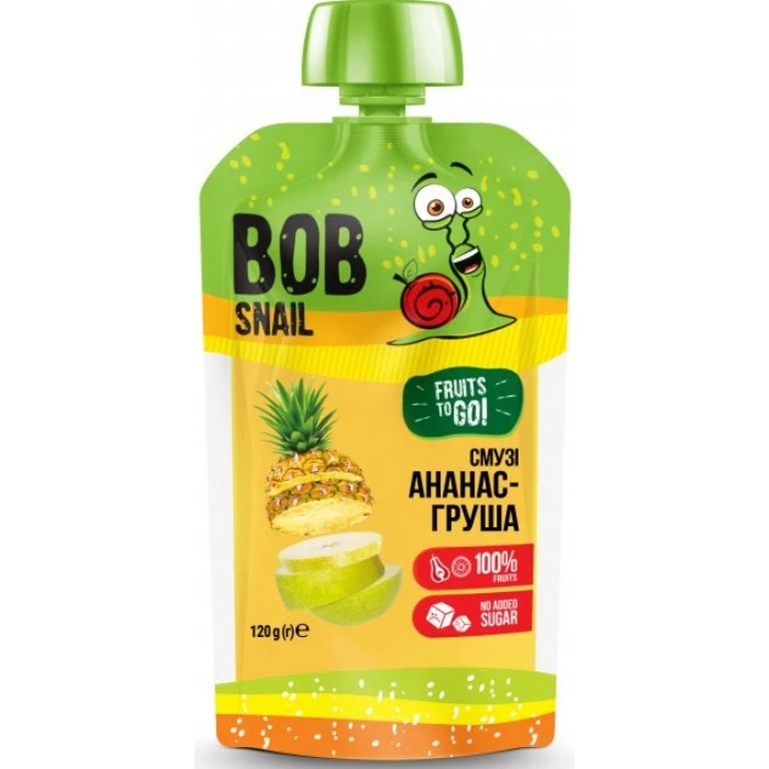 Пюре фруктовое Bob Snail Ананас-Груша-Яблоко пастеризованное, 120 г - 