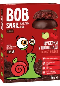Цукерки в чорному шоколаді Bob Snail Яблуко-вишня, 60 г