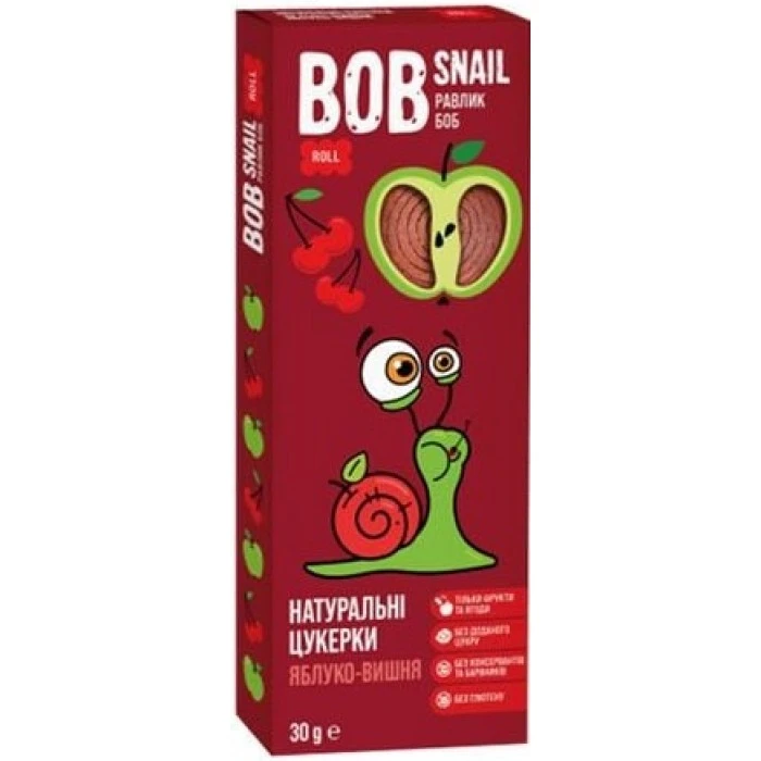Натуральні цукерки Bob Snail Яблуко-вишня, 30 г - 