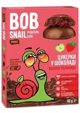 Цукерки в молочному шоколаді Bob Snail Яблучно-полуничні, 60 г 
