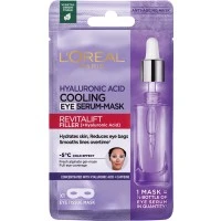 Охолоджувальна тканинна маска-сироватка для шкіри навколо очей L'Oreal Paris Revitalift Filler з гіалуроновою кислотою та кофеїном, 11 г