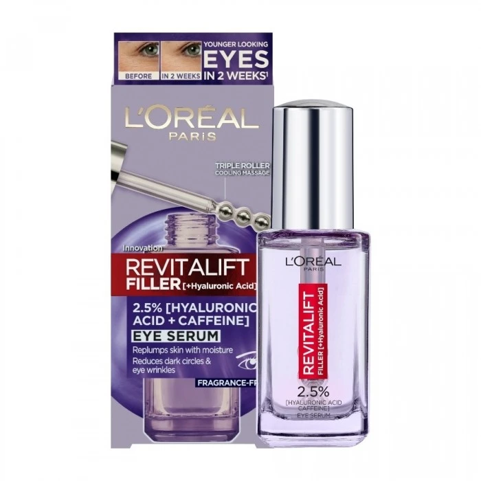 Сыворотка-филлер для кожи вокруг глаз L'Oreal Paris Revitalift с гиалуроновой кислотой и кофеином, 20 мл - 