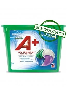 Капсули для прання А+ Mountain Breeze 4в1 для всіх типів білизни, 38 шт