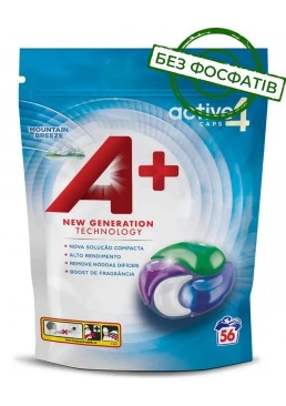 Капсули для прання А+ Mountain Breeze 4в1 для всіх типів тканин, 56 шт