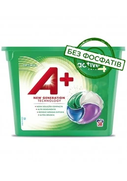 Капсули для прання А+ Optimal 4в1 для всіх типів тканин, 38 шт