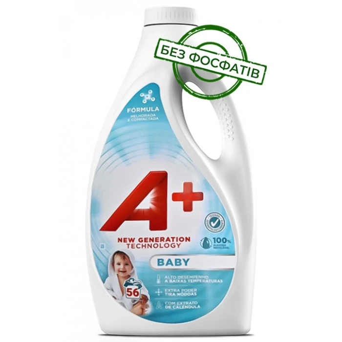 Гель для стирки A+ Baby для детского белья, 2.46 л (56 стирок) - 