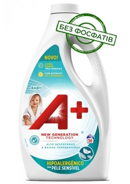 Гель для стирки A+ Baby для детского белья, 2.8 л (56 стирок)