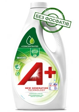 Гель для прання A+ White для білої білизни, 2.2 л (55 прань)