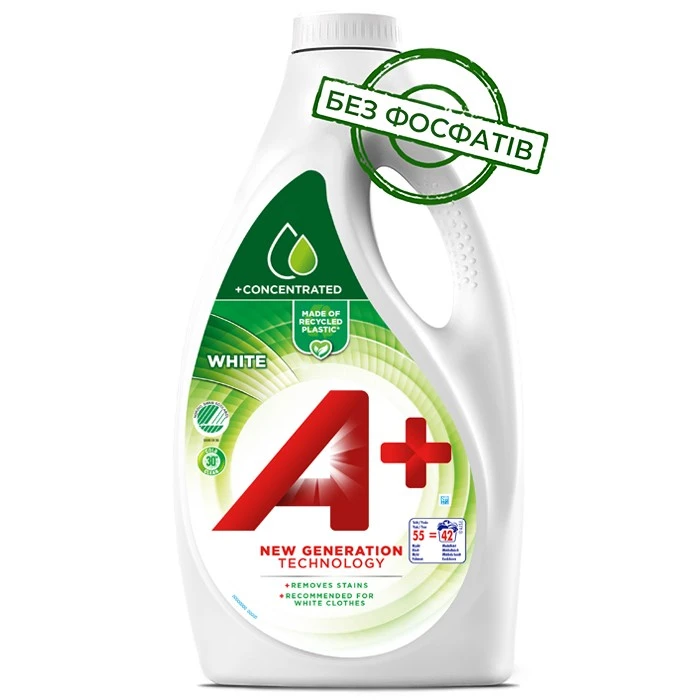 Гель для стирки A+ White для белого белья, 2.2 л (55 стирок) - 