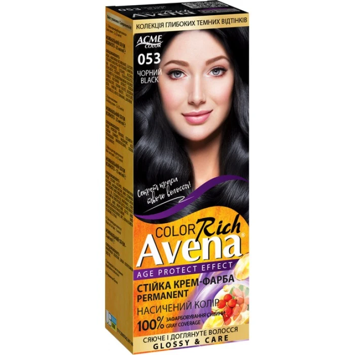 Крем-краска Acme Avena Gloss Color №053 Черный, 133 мл - 
