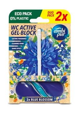 Гелевий підвісний блок для туалету Ambi Pur WC Active Gel-Block Блакитні квіти, 2х45 г