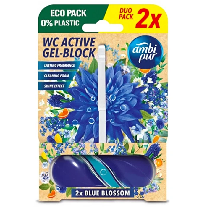 Гелевый подвесной блок для туалета Ambi Pur WC Active Gel-Block Голубые цветы, 2х45 г - 