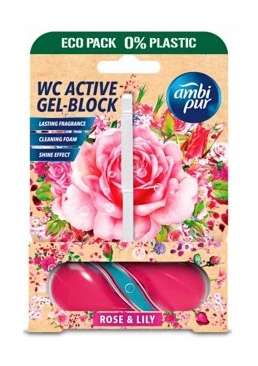 Гелевий підвісний блок для туалету Ambi Pur WC Active Gel-Block Троянда і лілія, 45 г