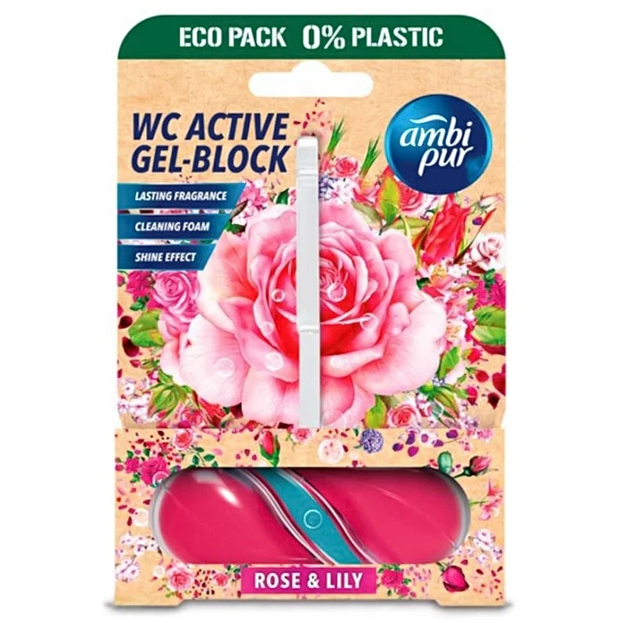 Гелевий підвісний блок для туалету Ambi Pur WC Active Gel-Block Троянда і лілія, 45 г - 
