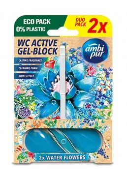 Гелевый подвесной блок для туалета Ambi Pur WC Active Gel-Block Водяные цветы, 2х45 г