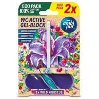 Гелевый подвесной блок для туалета Ambi Pur WC Active Gel-Block Дикий гибискус, 2х45 г