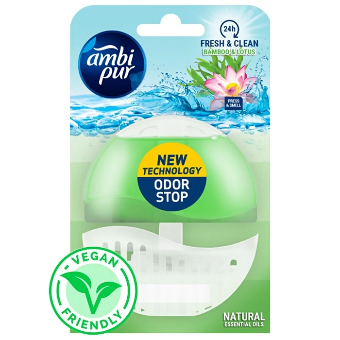 Подвесной блок для туалета Ambi Pur Odor Stop 5в1 Бамбук и лотос, 55 г - 