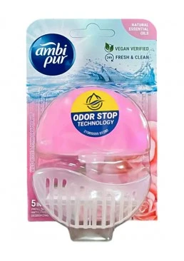 Підвісний блок для туалету Ambi Pur Odor Stop 5в1 Дика троянда і грейпфрут, 55 г