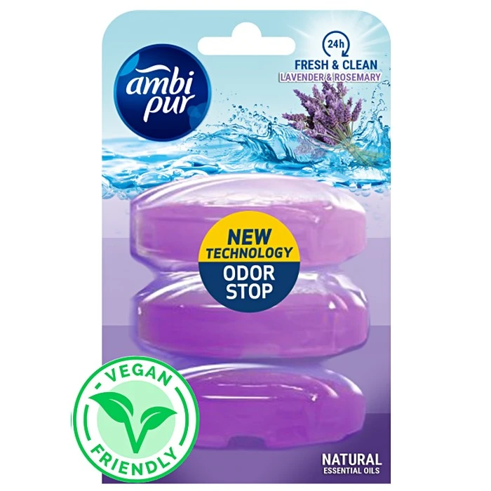 Запаска для подвесного блока для туалета Ambi Pur Odor Stop 5в1 Лаванда и розмарин, 3 шт х 55 г - 