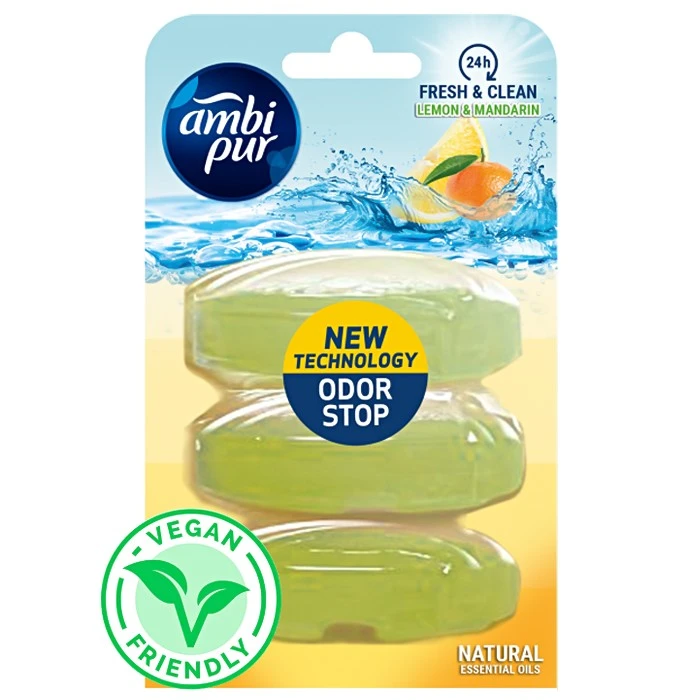 Запаска для подвесного блока для туалета Ambi Pur Odor Stop 5в1 Лимон и мандарин, 3 х 55 г - 