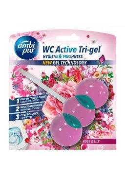 Гелевий підвісний блок для туалету Ambi Pur WC Active Tri-gel Троянда і лілія, 45 г