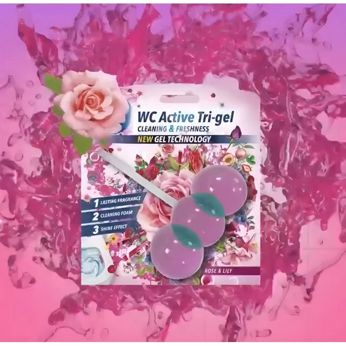Гелевый подвесной блок для туалета Ambi Pur WC Active Tri-gel Роза и лилия, 45 г - 