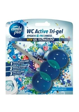 Гелевий підвісний блок для туалету Ambi Pur WC Active Tri-gel Водяні квіти, 45 г