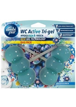 Гелевий підвісний блок для туалету Ambi Pur WC Active Tri-gel Водяні квіти, 2х45 г