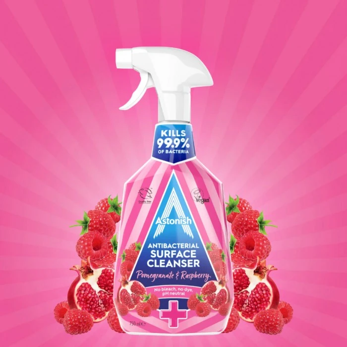 Антибактериальное средство для очистки поверхностей Astonish  «Гранат и малина», 750 мл - 