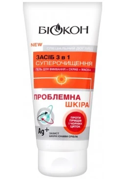 Засіб 3в1 Біокон Проблемна шкіра Суперочищення, 175 мл